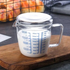 DROHOEY Gelas Teko Susu Kopi Milk Jug Latte Art Borosilicate Glass Pitcher Flat Lid 500ml - ZM0080 - Transparent