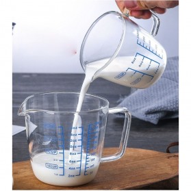 DROHOEY Gelas Teko Susu Kopi Milk Jug Latte Art Borosilicate Glass Pitcher Flat Lid 500ml - ZM0080 - Transparent - 3