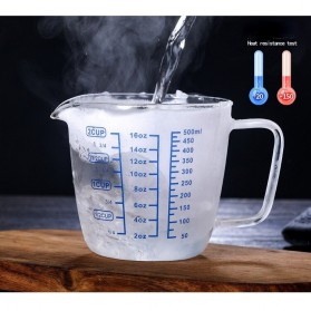 DROHOEY Gelas Teko Susu Kopi Milk Jug Latte Art Borosilicate Glass Pitcher Flat Lid 500ml - ZM0080 - Transparent - 4