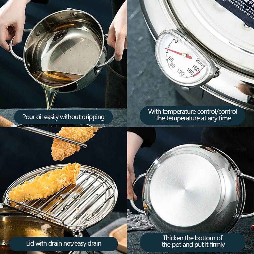 Ormismart Panci Masak Japanese Deep Frying Pot With Thermometer