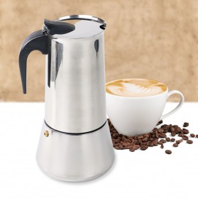 COREVIIP Teko Moka Pot Espresso Coffee Maker Stovetop Filter 600 ml 12 Cup - Z21 - Silver