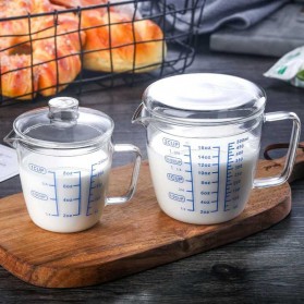 DROHOEY Gelas Teko Susu Kopi Milk Jug Latte Art Borosilicate Glass Pitcher Knob Lid 500ml - ZM0081 - Transparent - 7