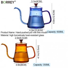 BORREY Teko Pitcher Teh Gooseneck Chinese Teapot Borosilicate Glass 600ml - BRO-045 - Blue - 7
