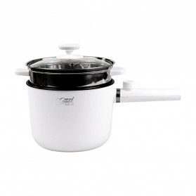 Ceool Panci Listrik Hot Pot Electric Multi Cooker Non-stick 1.5L with Steamer - AJL-10B-1 - White