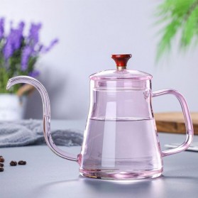 BORREY Teko Pitcher Teh Gooseneck Chinese Teapot Borosilicate Glass 350ml - BRO-045 - Pink