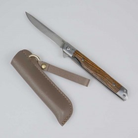 DMS Pisau Lipat Outdoor Portable Knife Survival Tool Damascus Pattern - M390 - Brown