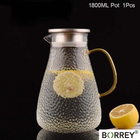BORREY Teko Pitcher Teh Chinese Teapot Borosilicate Glass 1800ml - BR-271 - Transparent