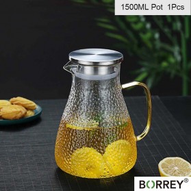 BORREY Teko Pitcher Teh Chinese Teapot Borosilicate Glass 1500ml - BR-271 - Transparent