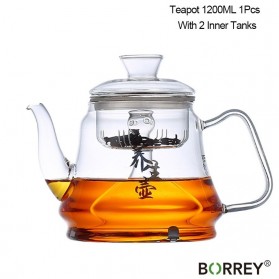 BORREY Teko Pitcher Teh Chinese Teapot Maker Borosilicate Glass 1200ml - Y-007 - Transparent - 2