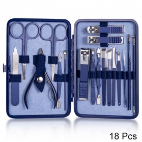 VCHOSE Gunting Kuku Nail Art Set Manicure Pedicure 18 PCS - LM302 - Blue