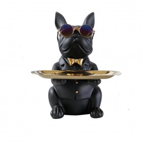 Ermakova Dekorasi Baki Patung Anjing French Bulldog Storage Tray - EMK151 - Black