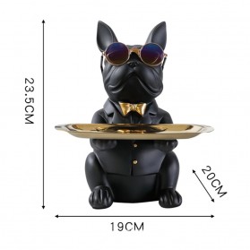 Ermakova Dekorasi Baki Patung Anjing French Bulldog Storage Tray - EMK151 - Black - 7