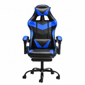 Kursi - CHAHO Kursi Gaming Ergonomic Chair Lumbar Support with Footrest - CH808 - Black/Blue