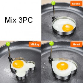 AILIHU Cetakan Telur Omelet Egg Pancake Ring 3 PCS - A1212 - Silver