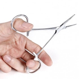 JiaJu Gunting Operasi Dokter Medis Hemostat Pliers Clamp Straight Tip 12.5cm - J4 - Silver