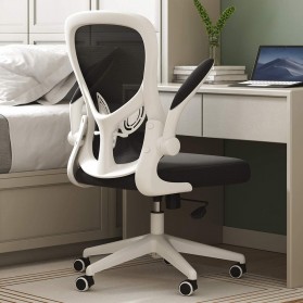HBADA Kursi Kantor Mesh Ergonomic Office Chair Flip-up Arms - HDNY163WM - Black White