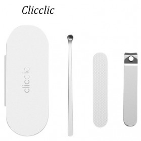 Clicclic Gunting Kuku 3 in 1 Nail Clippers Ear Pick Set - QWZJD001 - White