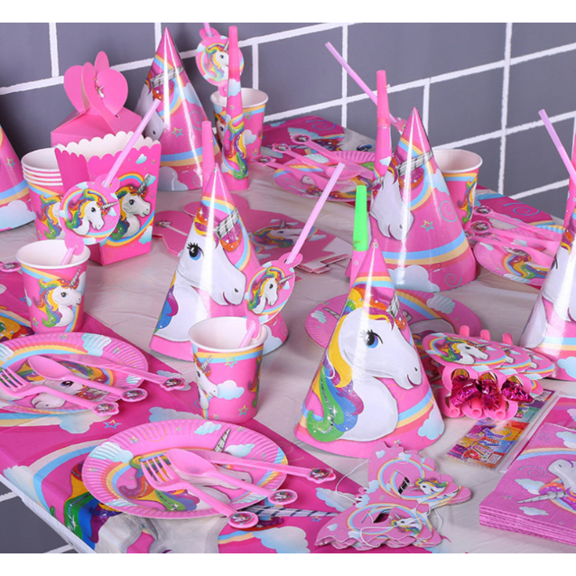 Set Perlengkapan  Pesta Ulang  Tahun  Unicorn Multi Color 