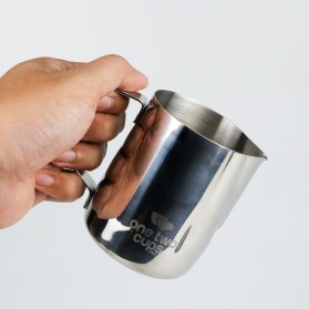 One Two Cups Gelas Milk Jug Kopi Espresso Latte Art Stainless Steel 350 ml - J068 - Silver - 6