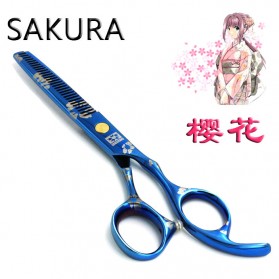 Yinghua Sakura Gunting Sasak Rambut 6 Inch - JFY-60 - Blue - 5