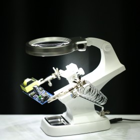Pegangan Solder dengan Kaca Pembesar Desktop Welding Magnifier 3X/4.5X - TH-7023 - White