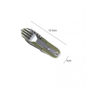 EDCGEAR Sendok Garpu Pisau Swiss Army Military Camping Tools Pocket Knife EDC Multifungsi 7 in 1 - A010 - Green - 7