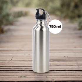 UPORS Botol Minum Olahraga Stainless Steel 750ml Dengan Karabiner - GBD - Silver