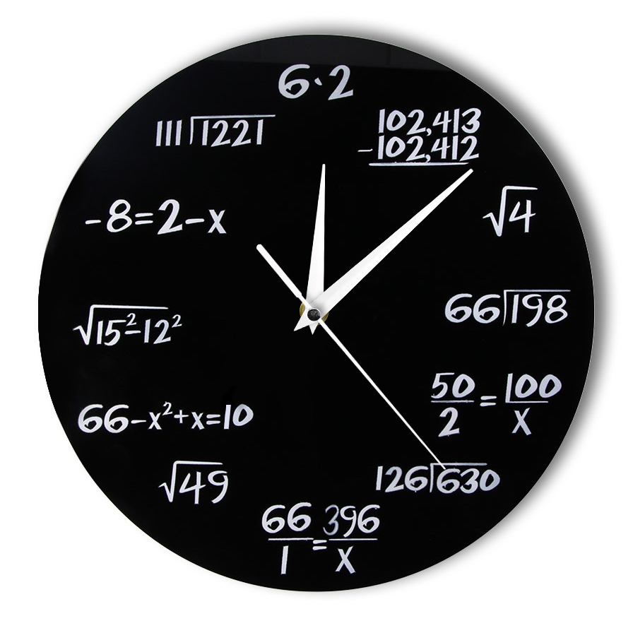 Jam Dinding Quartz Creative Design Model Math Equation Black