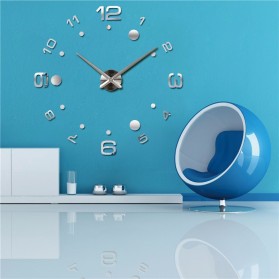 Jam Dinding Besar DIY Giant Wall Clock Quartz Creative Design Arcylic 100cm - JM-14 - Silver