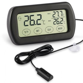 Digital Thermometer Humidity Suhu Ruangan Touch Screen with Probe - DTH-115 - Black
