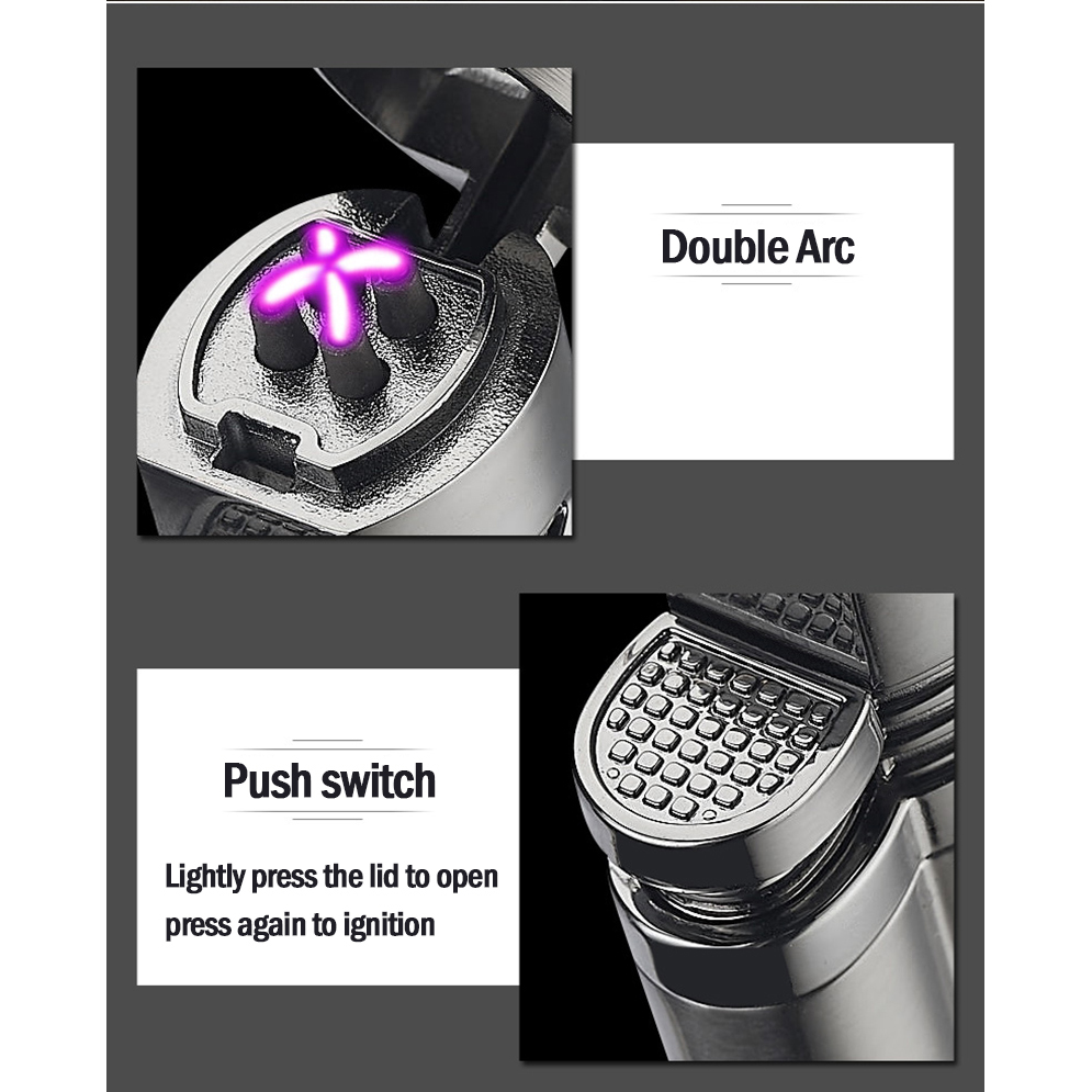 Korek Api Elektrik Pulse Plasma Double Arc USB Lighter ...