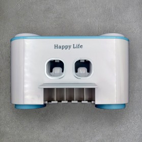Happy Life Dispenser Pasta Odol Modern dengan Holder Sikat Gigi & Gelas - E1802 - Blue