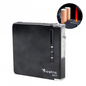 Firetric Kotak Rokok Aluminium 20 Slot dengan Korek Elektrik - MK073 - Black