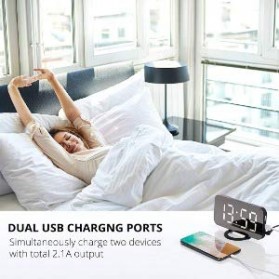 Luminova Jam Alarm Digital with Smartphone Charger 2 USB Port 2.1A - EN8813 - Black - 9