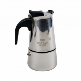 One Two Cups Espresso Coffee Maker Moka Pot Teko Stovetop Filter 100ml 2 Cup - Z20 - Silver