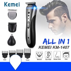 Kemei Alat Cukur Elektrik Hair Trimmer Shaver Rechargeable - KM-1407 - Black