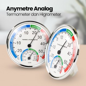 Anymetre Analog Thermometer Hygrometer Temperature Humidity - G101 - White - 1