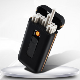 DINGHAO Kotak Rokok 20 Slot dengan Korek Elektrik Pyrotechnic - DH-9010 - Black