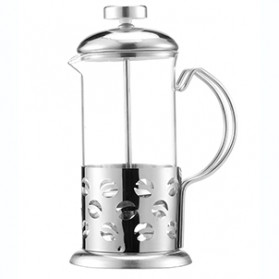 Duolvqi French Press Manual Coffee Maker Pot Beans Pattern 600ml - KG72I - Silver - 1