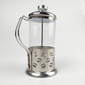 Duolvqi French Press Manual Coffee Maker Pot Beans Pattern 600ml - KG72I - Silver - 3
