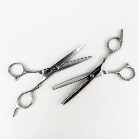 Biutte.co Set Gunting Rambut Sasak & Flat Hairdressing Scissors - CL37 - Silver - 4