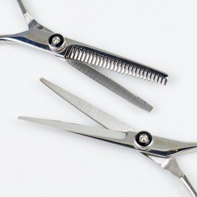 Biutte.co Set Gunting Rambut Sasak & Flat Hairdressing Scissors - XK10 - Silver - 4
