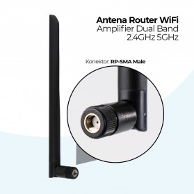 CDSENET Antena Router WiFi Amplifier Dual Band Wireless Network 2.4GHz 5GHz 6dbi RP-SMA - Black
