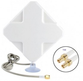 4G LTE MIMO External Antenna for Modem Routers - Dual TS9 Connector - White - 1