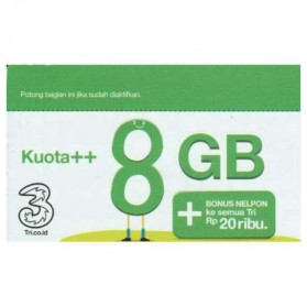 Three Voucher Kuota++ 8GB & Bonus Nelpon 20RB - 1