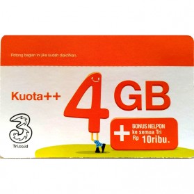 Three Voucher Kuota++ 4GB & Bonus Nelpon 10RB - 1