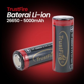TrustFire Baterai Li-ion 26650 5000mAh 3.7V Flat Top 1PCS - 1903SN35 - Black - 1