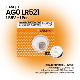 TIANQIU Baterai Kancing Lithium AG0 LR521/SR532/LR63 1 PCS