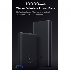 Xiaomi Qi Wireless Charging Power Bank USB Type C 10000mAh (Replika 1:1) - PLM11ZM - Black - 2