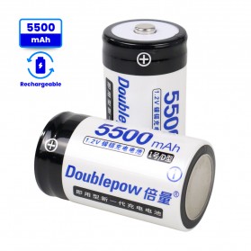 DOUBLEPOW Baterai Cas D Rechargeable 1.2V 5500mAh 2PCS - White